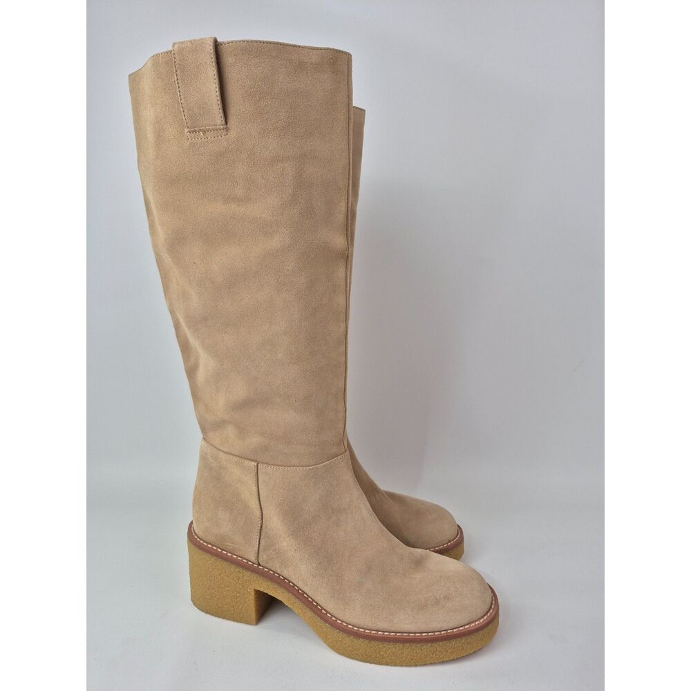 Stuart Weitzman Women's Sand Montana Slouch Suede Boots Size 11